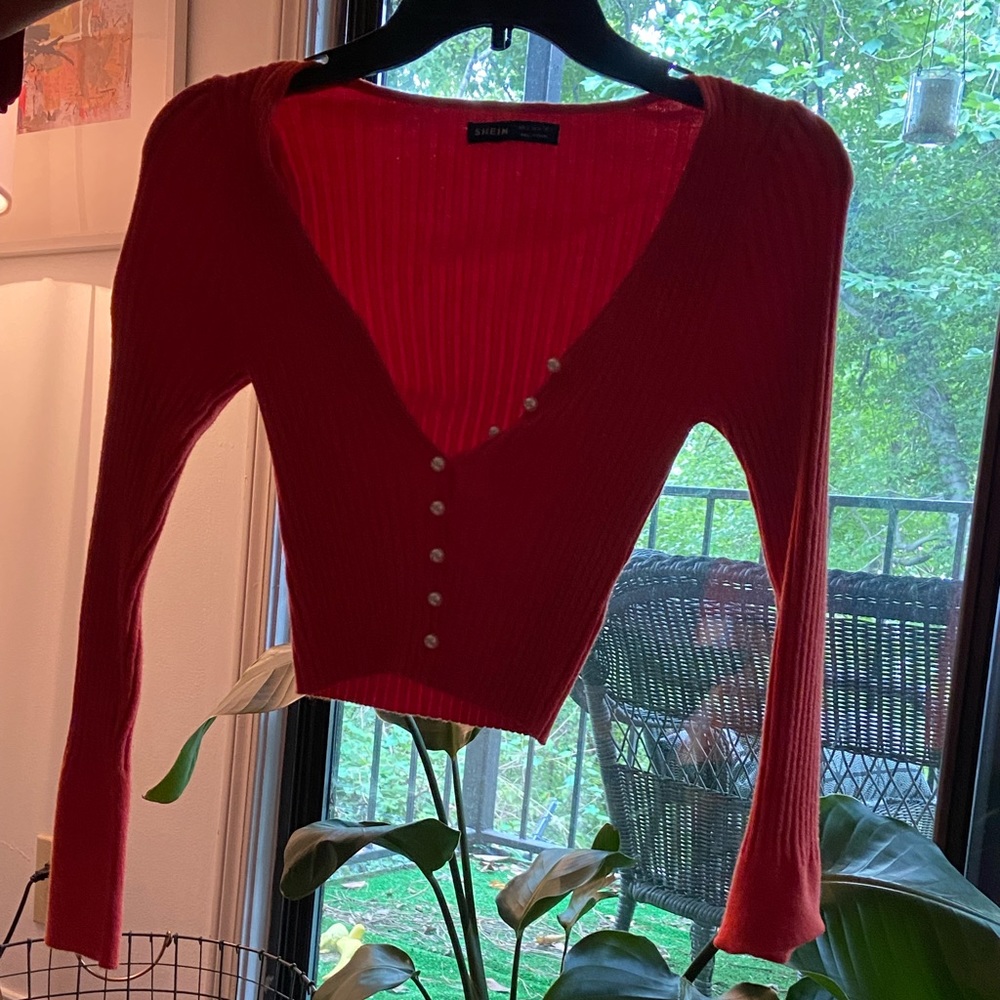 Orange long sleeve crop top